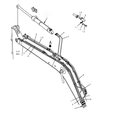 COMATSU PC120 PC130 Tubo de óleo de pressão de escavadeira para cilindro hidráulico e tubo de ferro