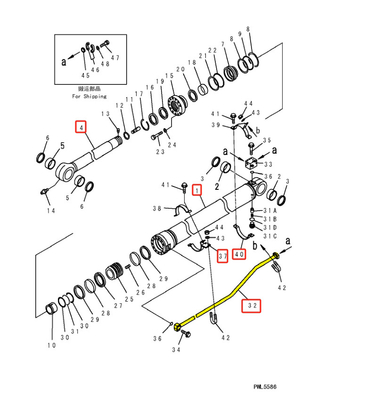 PC360 300 Excavadora cilindro de óleo hidráulico tubo de aço para obras de construção