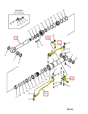 PC360 300 Excavadora cilindro de óleo hidráulico tubo de aço para obras de construção