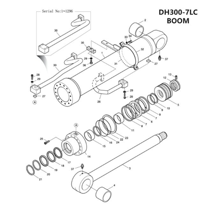 Doosan DH300 Excavator Pipe Clamp Clamp Hidráulico do cilindro do tubo