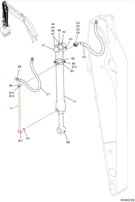 SK210-8 Excavadora cilindro de óleo hidráulico tubo de aço tubulação tubo cilindro tubulação