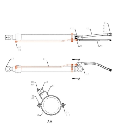 SK210-8 Excavadora cilindro de óleo hidráulico tubo de aço tubulação tubo cilindro tubulação