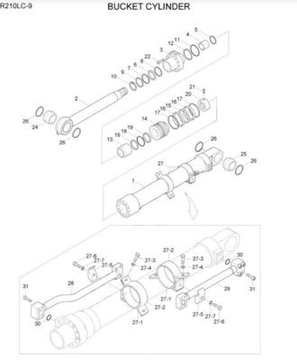 Excavadora Hidráulica Tubo de balde Tubo de retorno Tubo de ferro Para Hyundai R210 R215