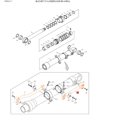 Tubos de cilindros hidráulicos de escavadeiras de aço 31Y1-15535 31Y1-15695 Para HYUNDAI R305