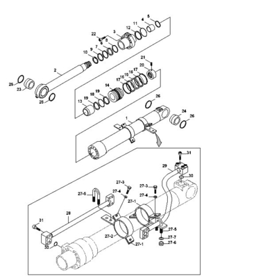 Tubos de cilindros hidráulicos de escavadeiras de aço 31Y1-15535 31Y1-15695 Para HYUNDAI R305
