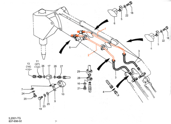Aplicar ao KATO HD820 Excavator Peças sobressalentes tubo de cilindro hidráulico