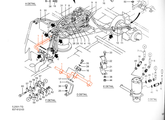 Aplicar ao KATO HD820 Excavator Peças sobressalentes tubo de cilindro hidráulico
